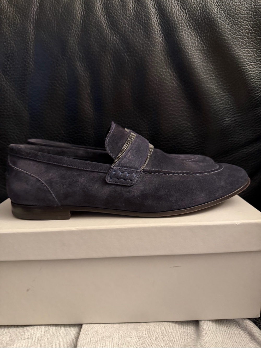 Brunello Cucinelli navy suede Women's Penny loafer - Picture 10 of 16
